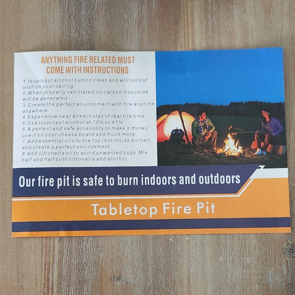 13 Inch Tabletop Fire Pit, Tornado Flames, Indoor Outdoor, New In Box, Excellent - Picture 16 of 16